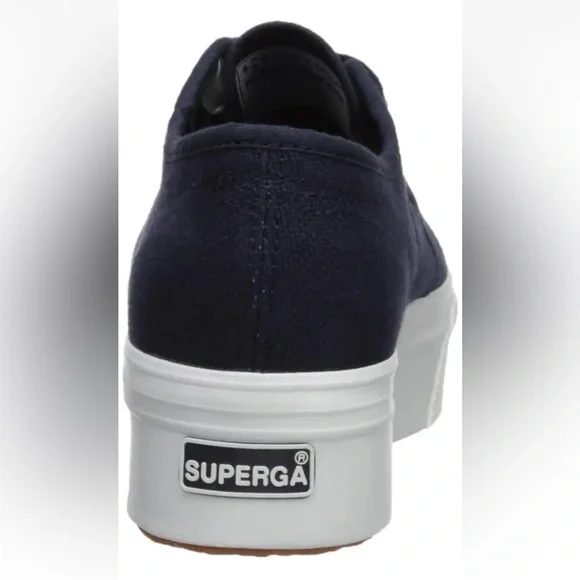 Superga 2790 Navy Platform Lace up Sneaker 9.5 - Picture 3 of 10